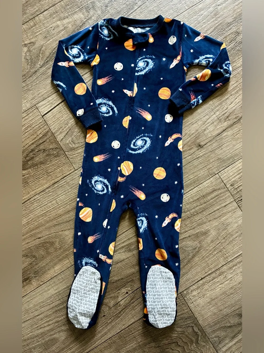 Carter's Navy Space Planet Footed One-Piece Pajamas